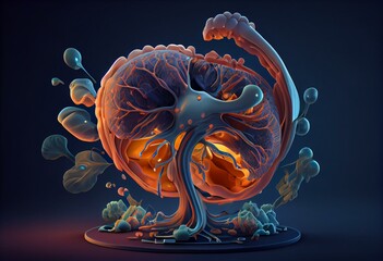 3D Rendered Medical Illustration of Male Anatomy - Splenic Cancer. Generative AI