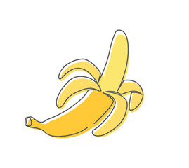 Banana One line drawing on white background