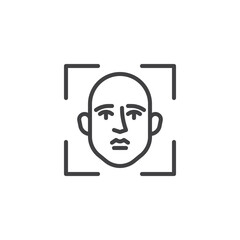 Face biometric identity line icon