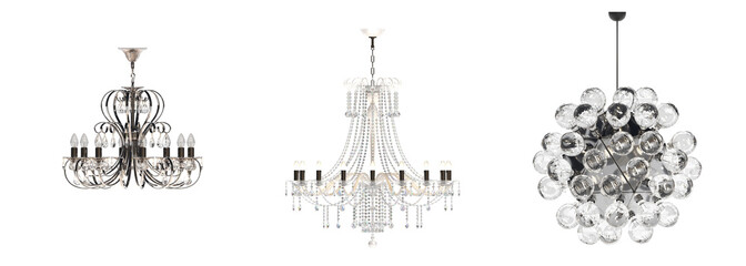 crystal chandelier for the interior isolated on transparent background, home lighting, 3D illustration, cg render