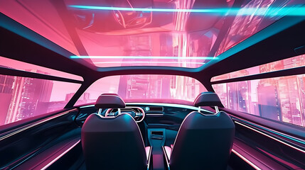 Futurist, self-driving car with panoramic views, generative ai