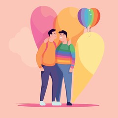 lgbt pride day and month gay men couple created with Generative AI technology