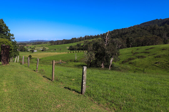 Rustic fence in a rural landscape photography