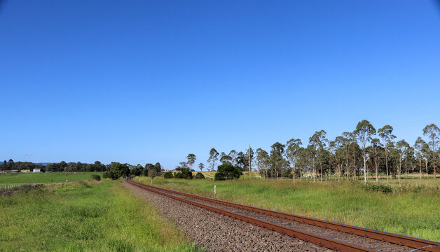 Rail train in country area, australia landscape photography
