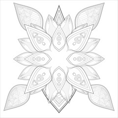 Coloring Books for adult. Hand drawn flowers in zentangle style for t-shirt design or tattoo and coloring book