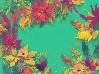 Lato, wzór kwiaty kartka, tło, ciepłe kolory