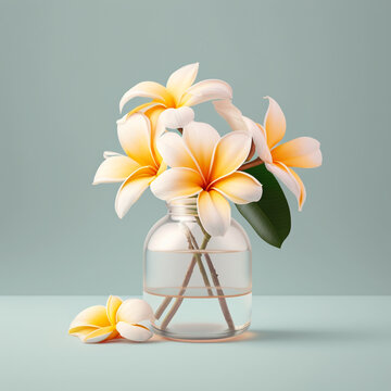 white frangipani flowers in a jae