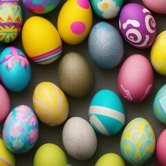 Fototapeta na wymiar Easter Eggs in a Row AI Generated