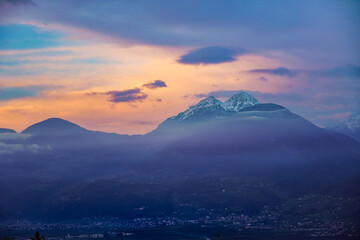 Sunset over the Alps