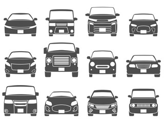 モノクロ　シンプルな自動車アイコンセット