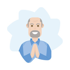 The Elderly Seventies Grandfather Character Face Old Man Smile
