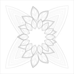 Coloring page for adult with decorative flowers in monochrome isolated on white background