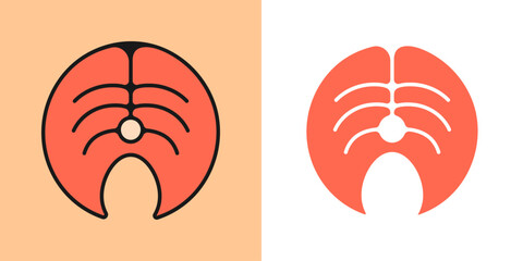 Linear fish icon, outline vector sign, linear icon, two versions in color
