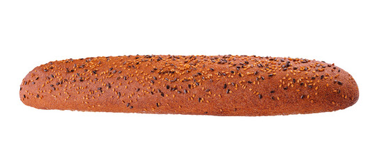 Freshly backed baguette isolated on white background