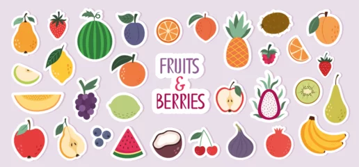 Fotobehang A set of stickers with berries and fruits © Myurenn