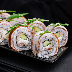 Sushi set canada roll with eel