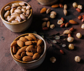 Top view of different nuts mix