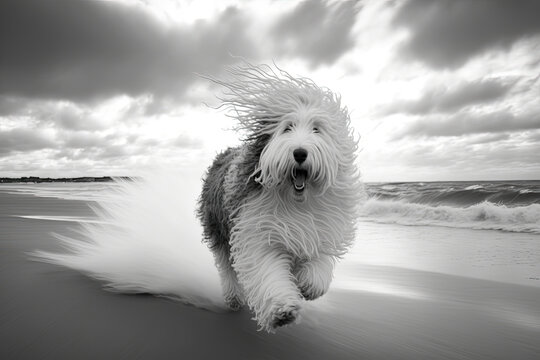 English sheepdog beach hi-res stock photography and images - Alamy