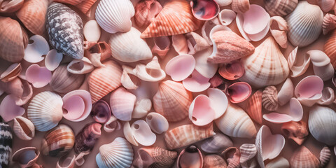 A beautiful pink seashell and coral background