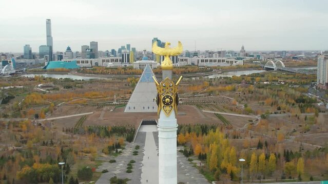 October 15, 2022 Astana, Republic of Kazakhstan: Landmark of the city Monument Cossack Eli