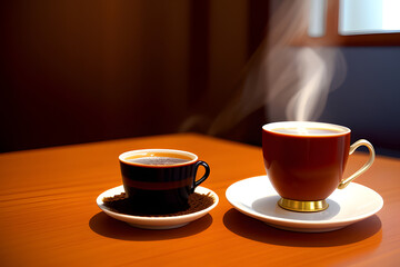 Concept of traditional turkish brewed hot drink, turkish tea, space for text