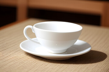 White tea cup on a book