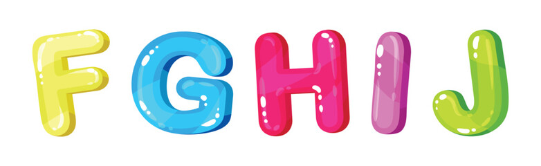 Funny Bright Letters of Children Alphabet Vector Set