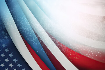 Abstract red white and blue patriotic background created with Generative AI technology