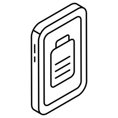 A flat design icon of mobile battery
