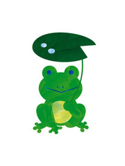 frog with leaf