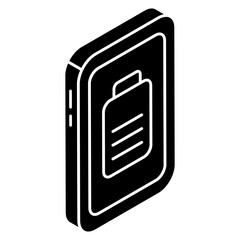 A flat design icon of mobile battery