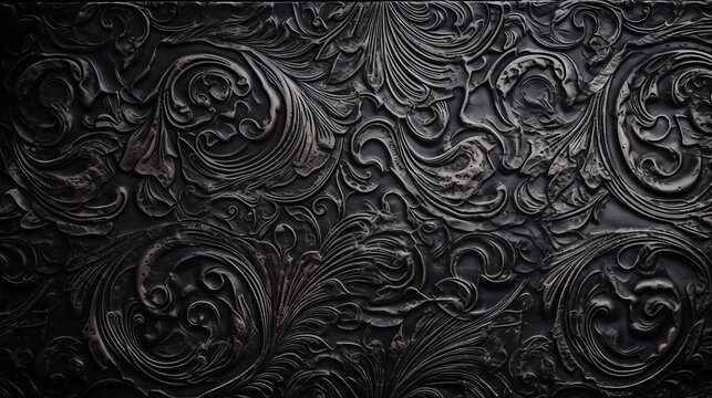 Beautiful photorealistic black wood texture with patterns, background Created using generative Ai