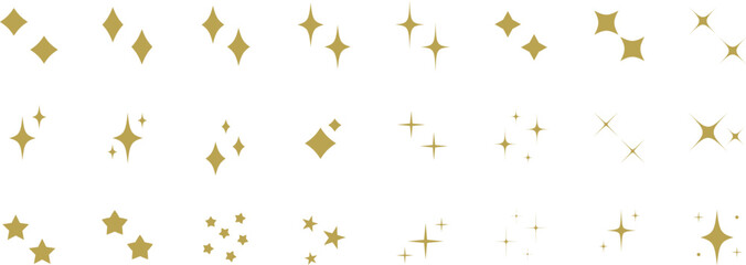 キラキラ・星のアイコンセット　ベクター　　黄色　金色　