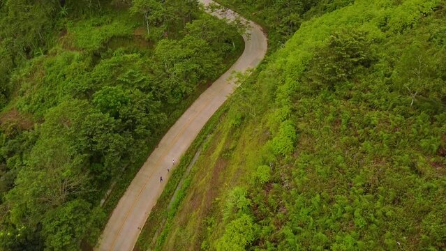Aerial shot of a group of runners