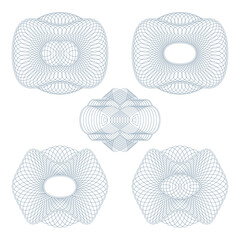 Rosettes similar guilloche. Set on a white background.