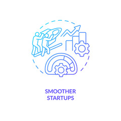 Smoother startups blue gradient concept icon. Lean production. Standardized changeover processes abstract idea thin line illustration. Isolated outline drawing. Myriad Pro-Bold fonts used