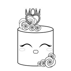 Decorative Celebration Cake with Mom and Roses Coloring Page