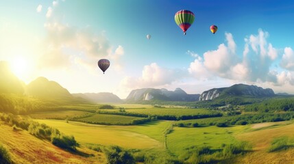 Fototapeta premium Hot air balloons in the sky. Generative AI