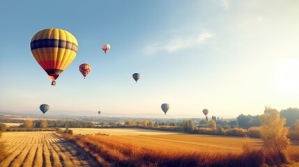 Fototapeta premium Hot air balloons in the sky. Generative AI