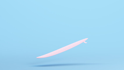 Pink Surfboard Fun Surf Sports Equipment Recreation Kitsch Blue Background 3d illustration render digital rendering