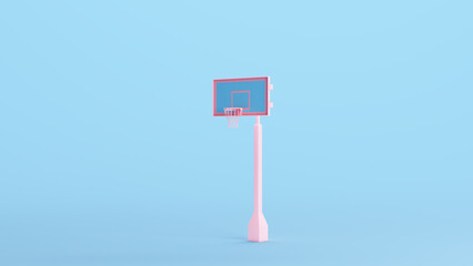 Pink Basketball Hoop Rim Net Ring Court Basket Sports Equipment Kitsch Blue Background 3d illustration render digital rendering © paul