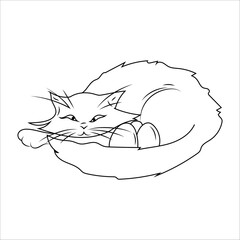 Minimalist cat in abstract hand drawn style, minimalist one line drawing.
