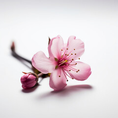 pink cherry blossom on white, simple, AI