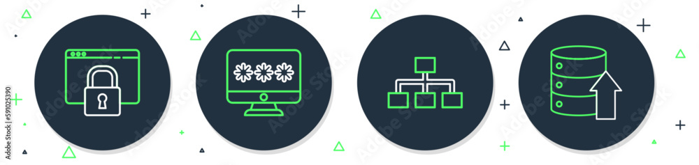 Poster set line monitor with password, hierarchy organogram chart, secure your site https, ssl and server, 