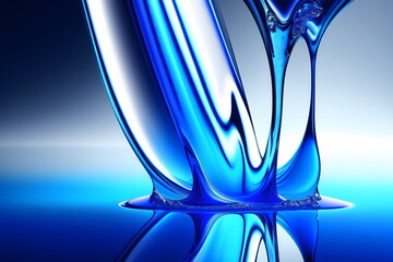 躍動感のあるブルーの液体　飲料水　美容液　generative ai	
