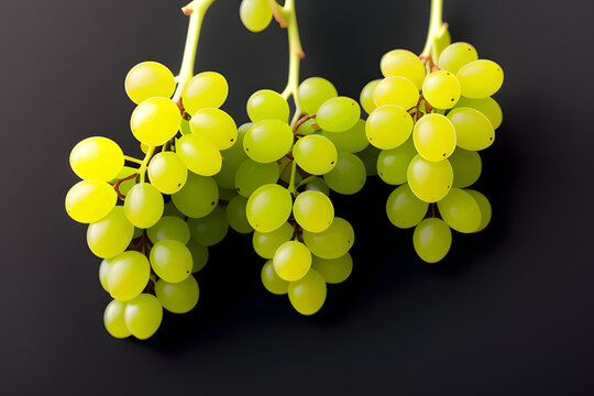 Green grapes on a black background