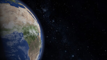 Blue earth in space. View of the planet Earth from space.