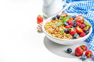 Healthy breakfast granola with berry