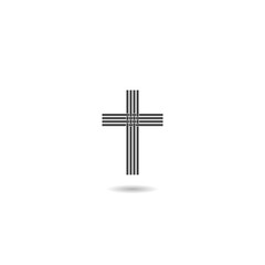 Religion cross icon. Christian Symbol with shadow