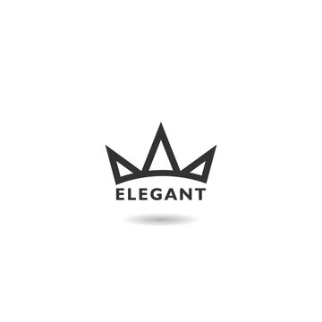 Crown elegant logo icon with shadow